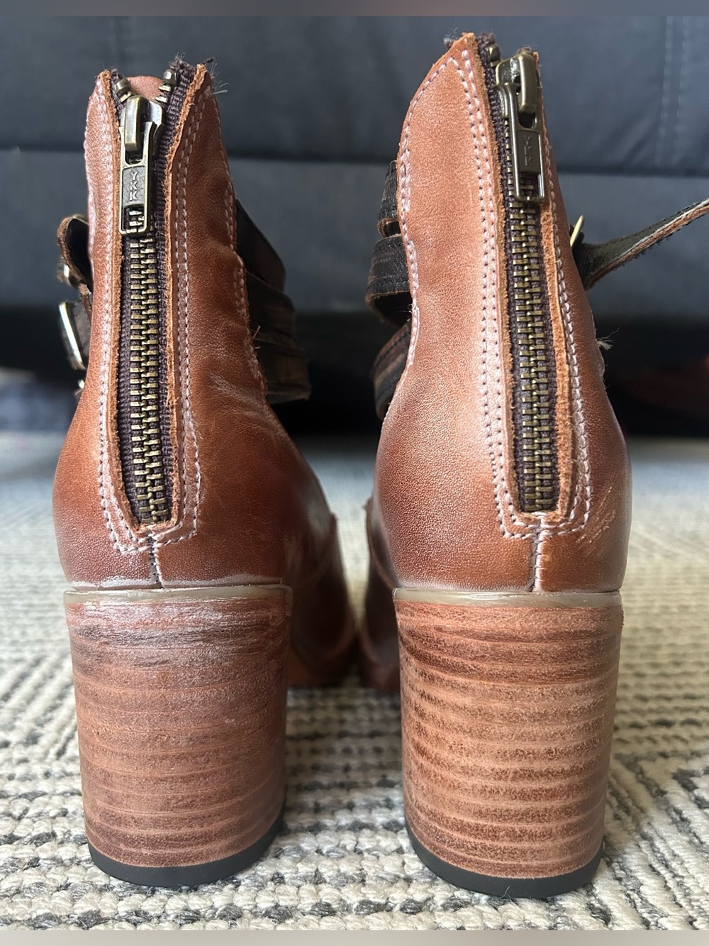 Free Bird Sz 6 Randi Genuine Leather Ankle Strap Heels in Tan - Picture 7 of 12